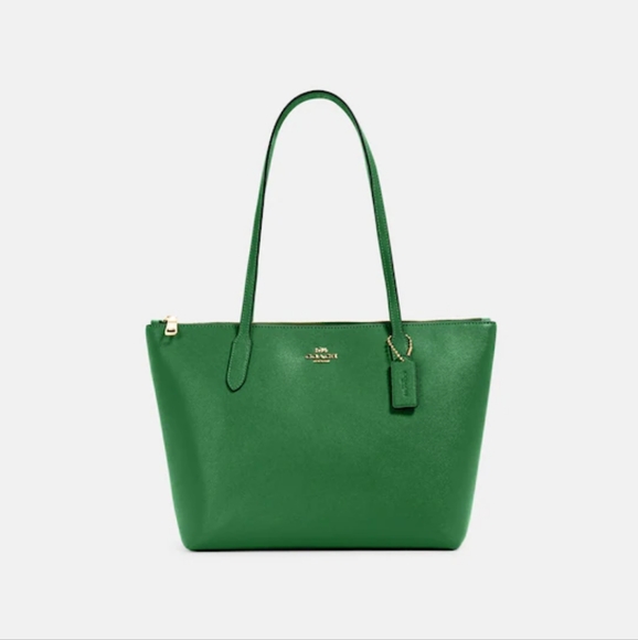 Coach Bags Coach Zip Top Tote Color Goldkelly Green Poshmark